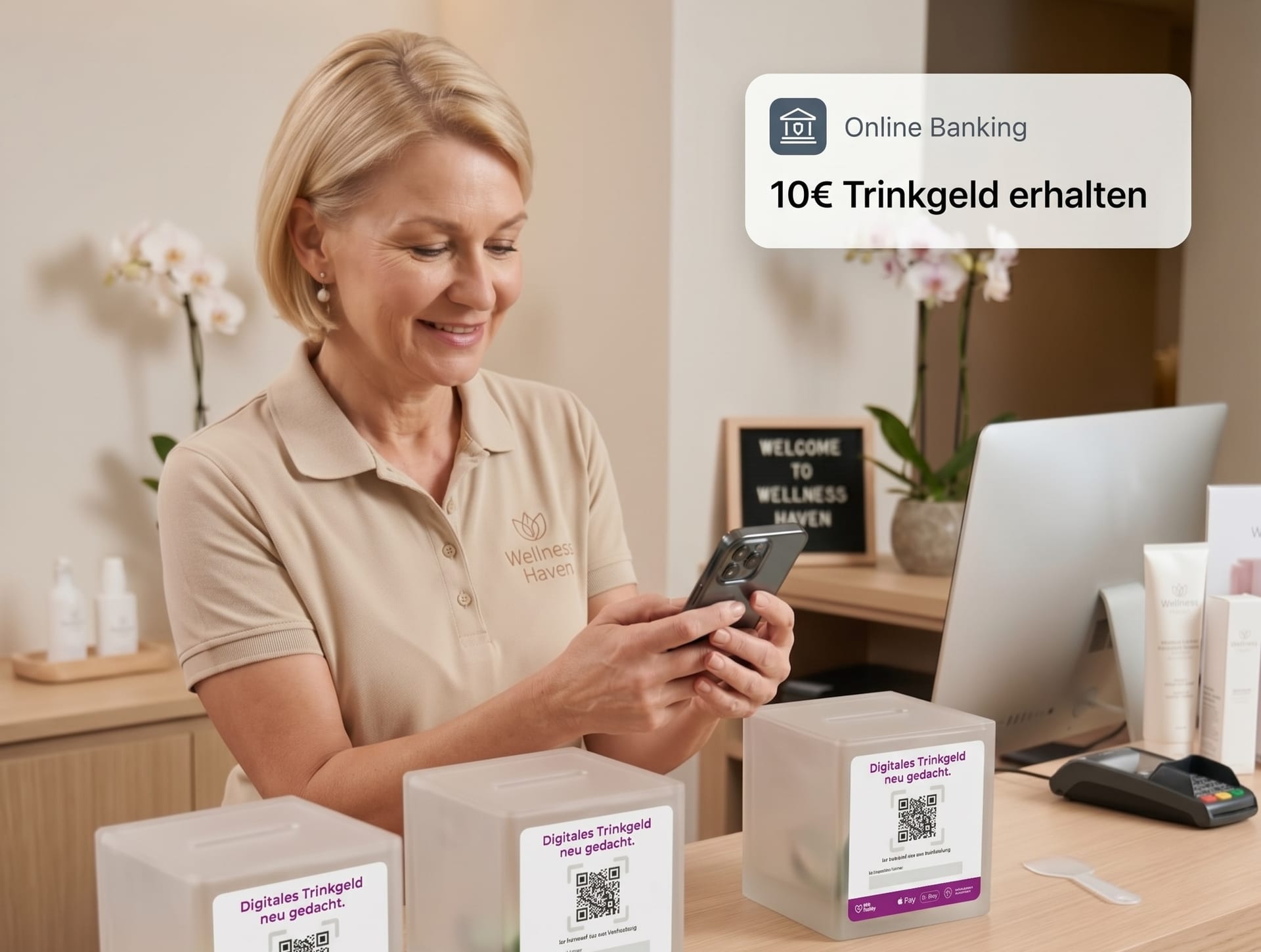 Customer & guest view: digital tipping on a smartphone