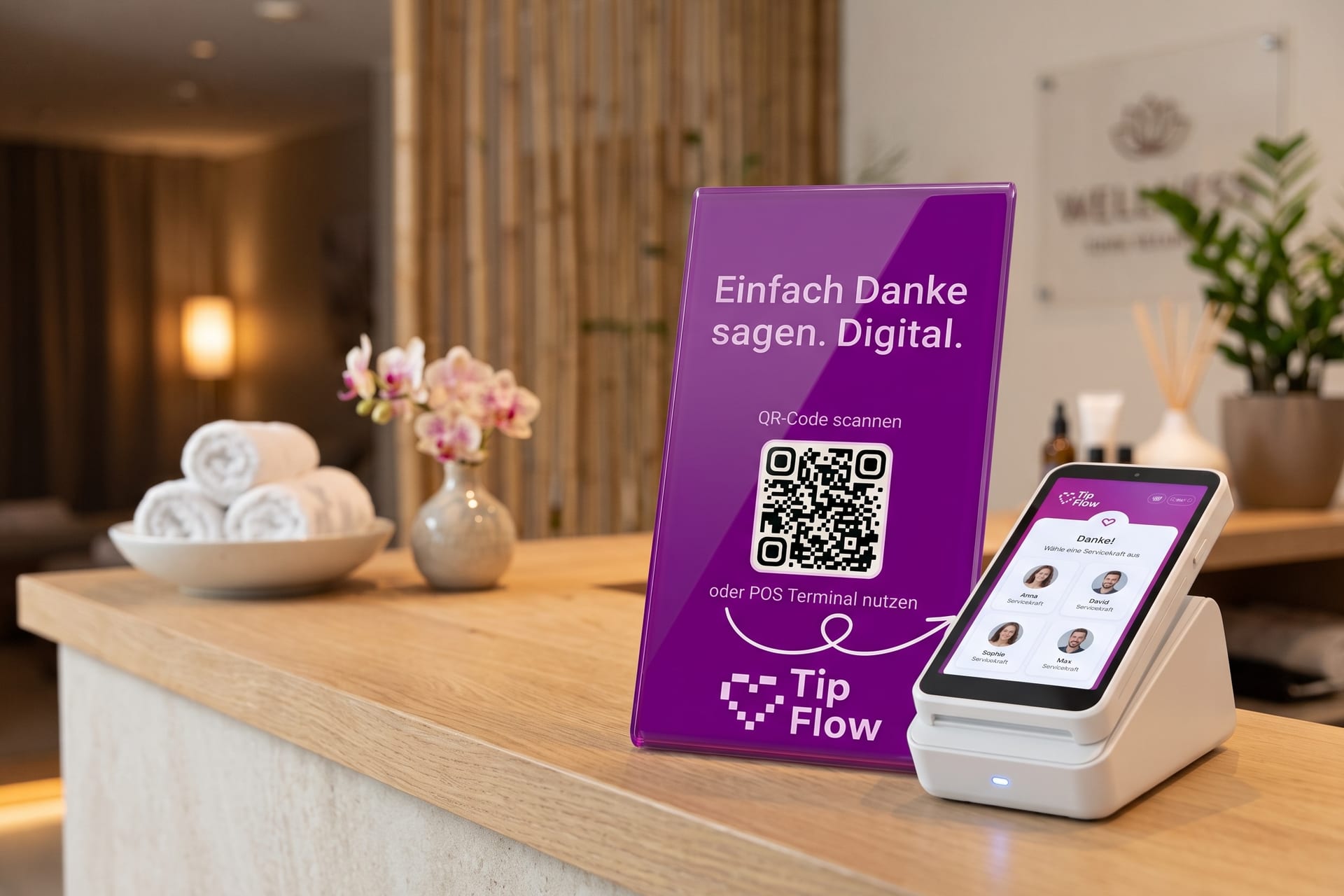 Customer or guest using a QR code or NFC