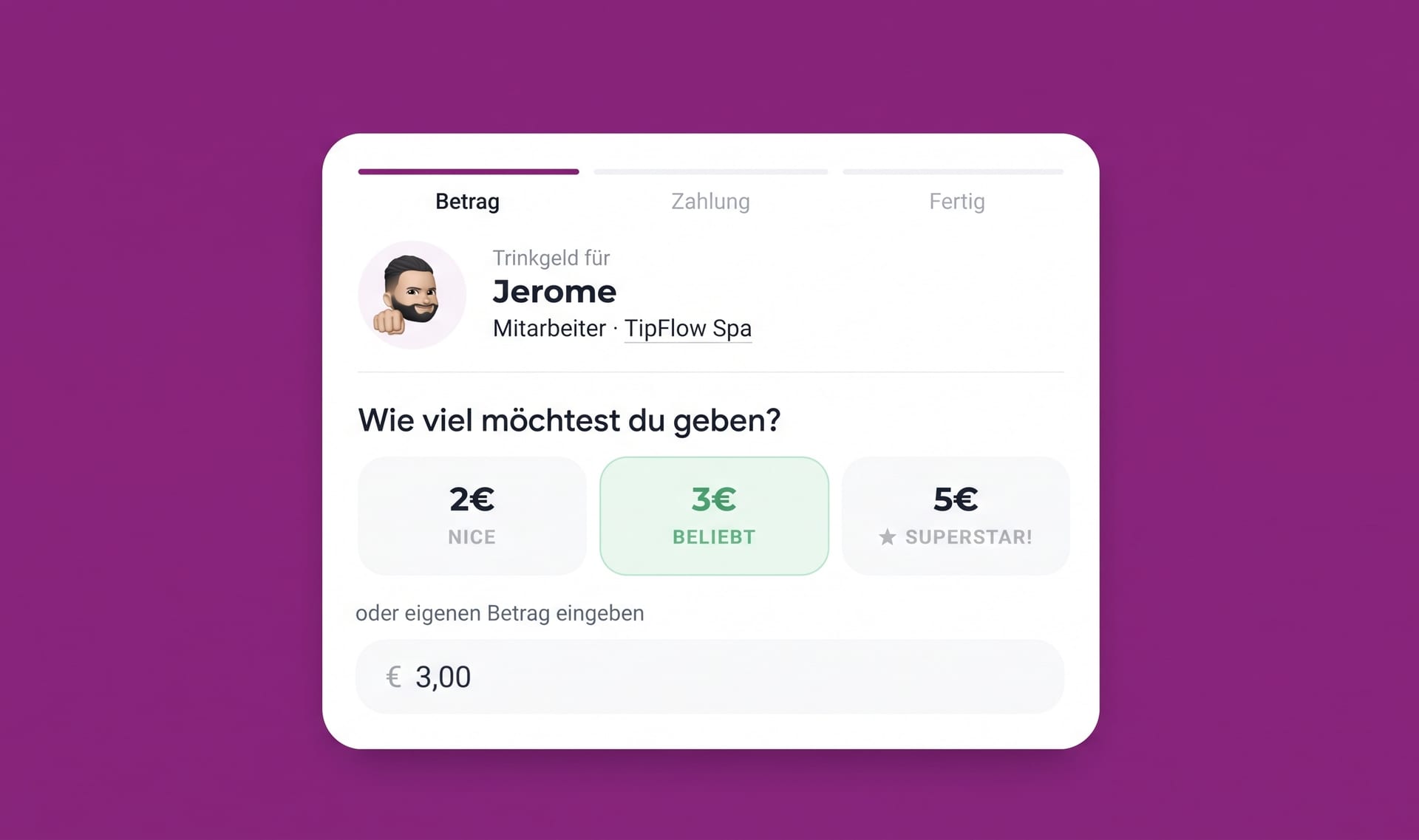 Betrag wählen