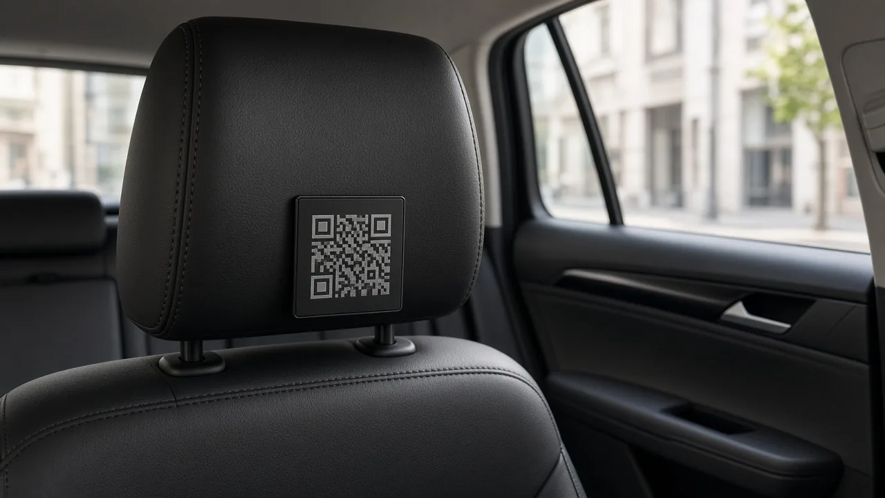 QR-Code an der Kopfstütze